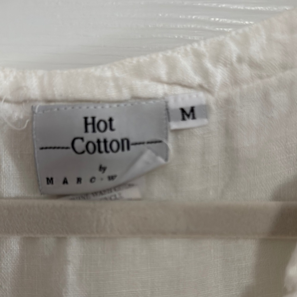 Hot Cotton 3/4 Sleeve Eyelet Linen Blouse - Picture 2 of 7